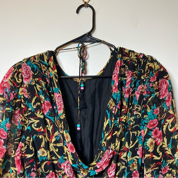 Diane Freis Silk Vintge 80s Boho Ruffle Dress - Picture 9 of 9